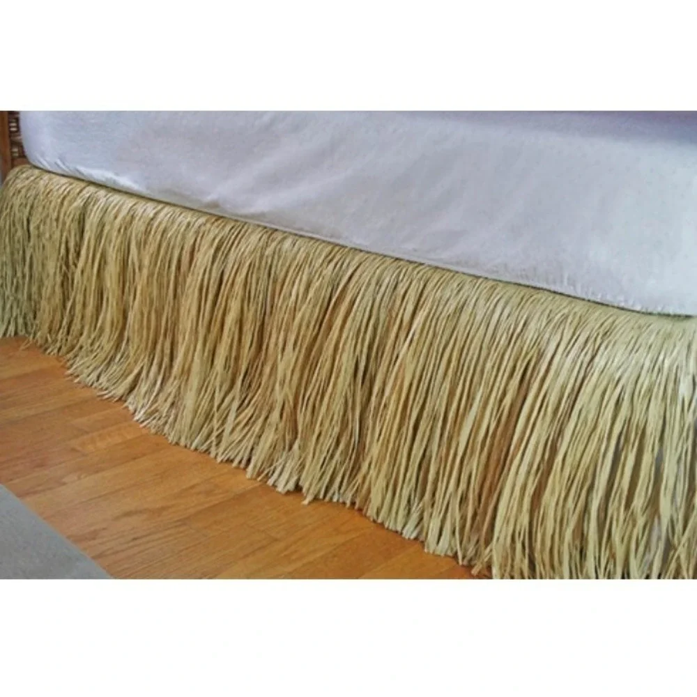 Dean Miller Surf Bedding Rayon Raffia Grass Hula Full Size Bedskirt Hawaiian - Picture 5 of 6